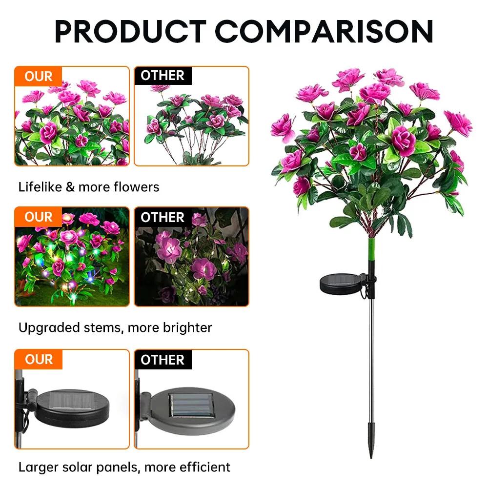 LED Solar Azalea Flowers Garden Lamp Home Decorative Light Landscape Lawn Path Holiday Wedding Lights