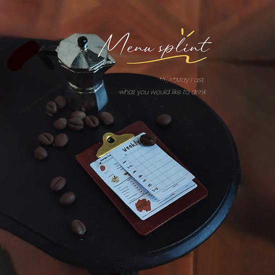 Miniature Menu Board Mini Clip Board with Menu Card Doll Accessory for 1/6 1/12 Doll Mansion Cafe Restaurant Scene