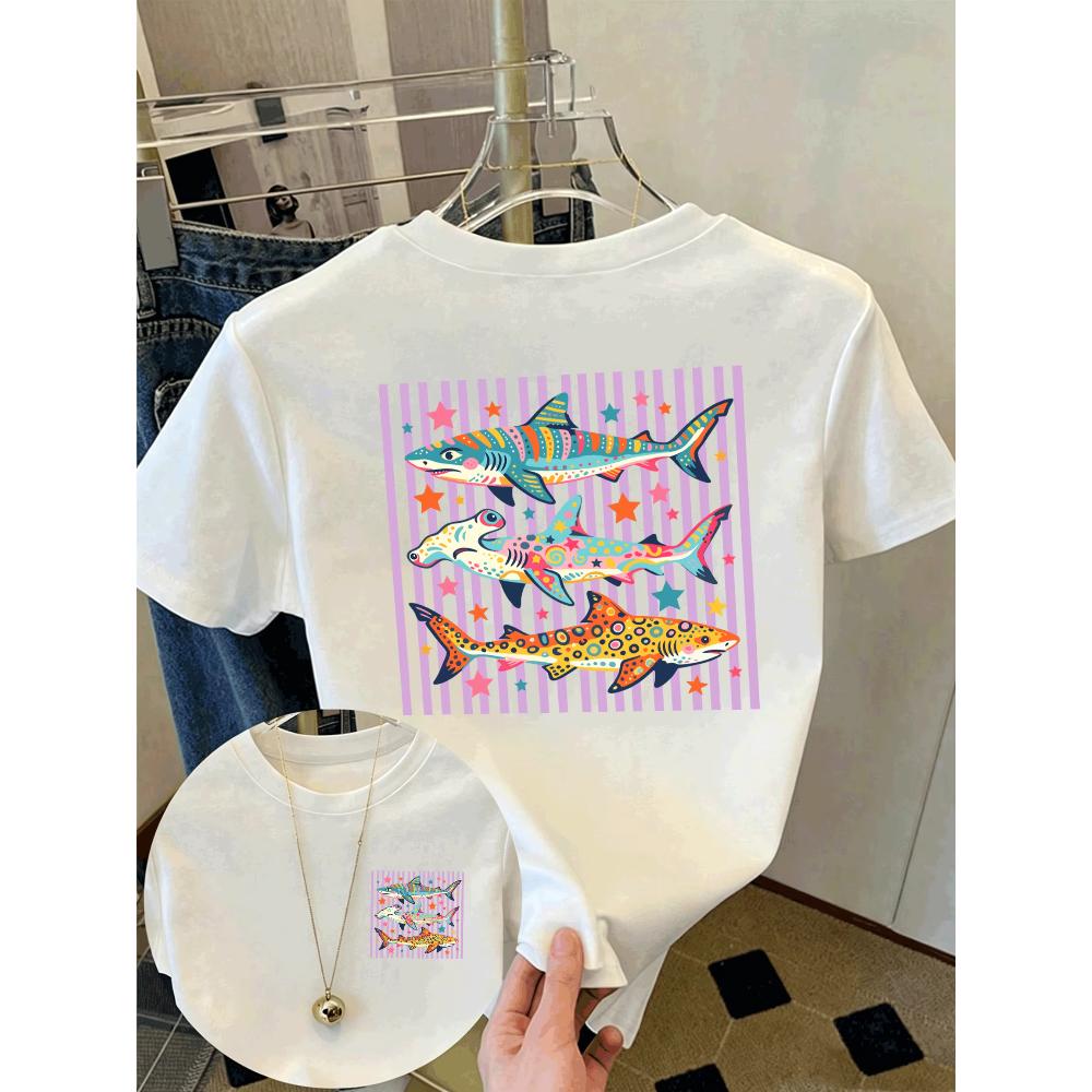 Animal Simple Women's Printed Top Casual Pure Cotton Versatile T-Shirts Women’s