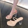 Women Sandals High Heels 7-9 Cm Silver Transparent Female Sandals Summer Sexy Nightclub Waterproof Platform Women's Shoes