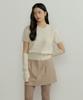 Lingseoul Two Button Pintuck Mini Skirt-Beige
