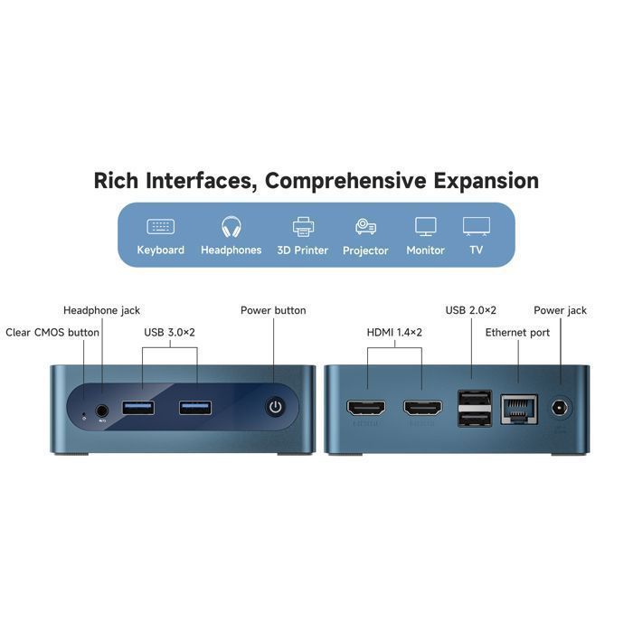 Mini PC - BMAX - B1 Plus - Intel Celeron J3355 - 6 Go RAM - 128 Go SSD