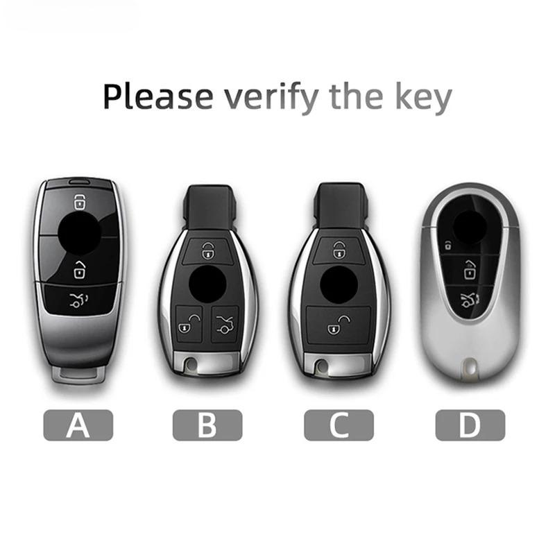 Kmkm Alloy Style Car Key Case Shell Fob For   Mercedes-Benz A220 E63S Amg E-Class Gle 350 4Matic E300 E400 E43 W213