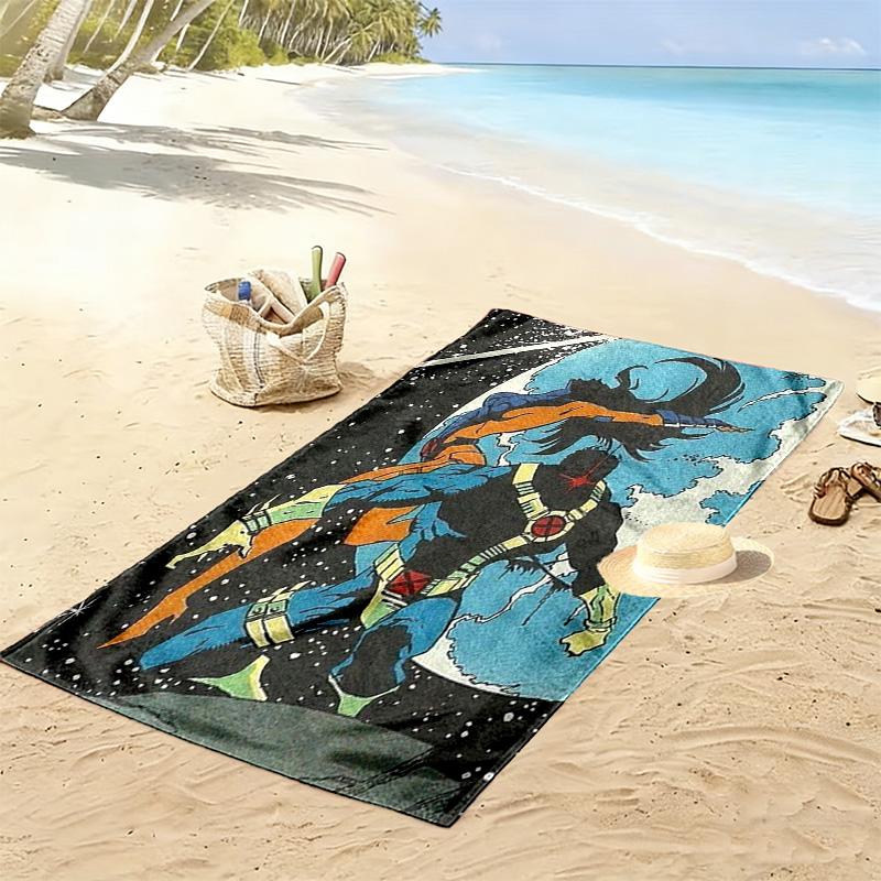 A Cosmic Superheroes In Battle 2D Flat Print Beach Towel, Large Soft Quick Dry Towel for Beach Camping Swimming.MSTJ0918016