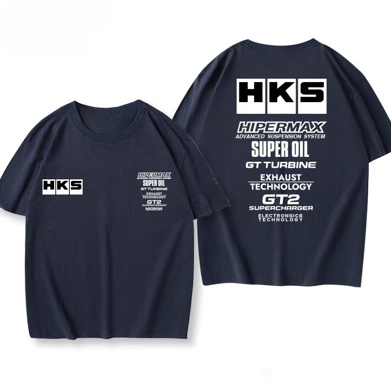 New Hks Engine Oil Japanese Car Modification Jdm Summer Shortsleeved Loose Versatile Cotton Printed Tee For Both Men And Women