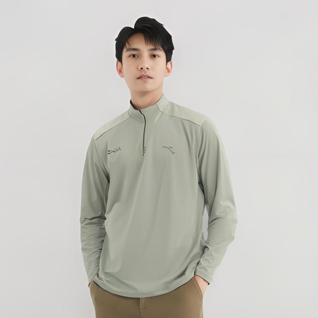 Anta Training Series Sports Elastic Warm Fleece Knitted Top Men Tops Qingluan-Gray 152447410N-2