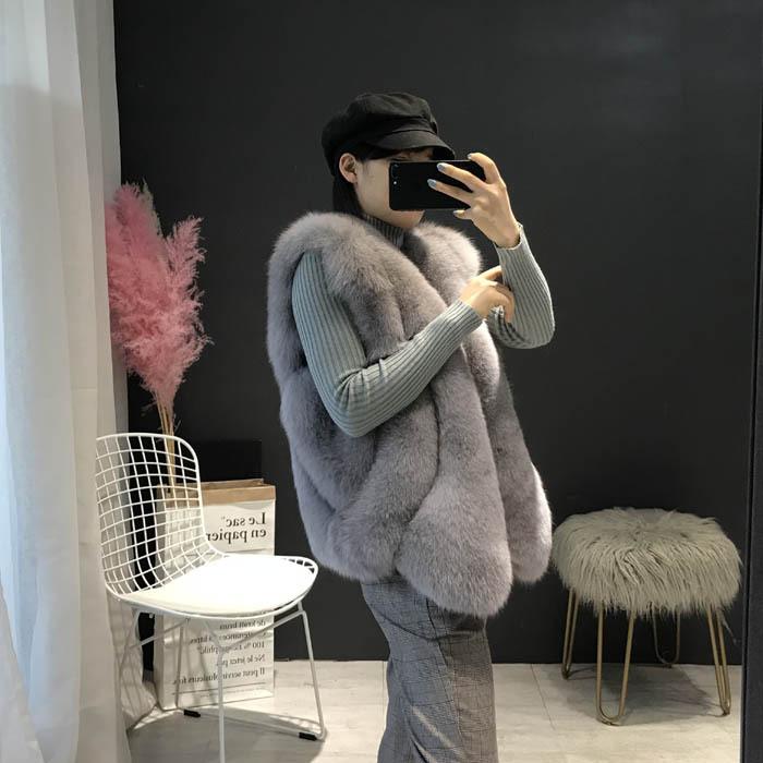 Popular women's clothing imitation fur vest women's medium and long women's fishtail fox fur jacket Mao Mao vest