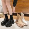 Fashion Thick-soled Heightening Marton Boots for Women 2024 Autumn New Platform Casual Elastic Socks High-heeled Mid-calf Short Boots