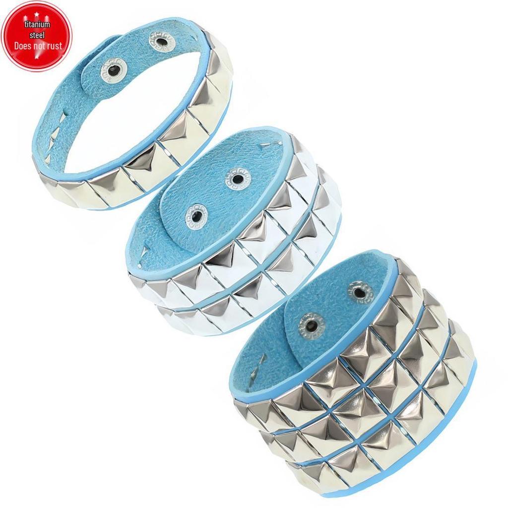 Evropský a americký punkový streetový styl nýtovaný náramek: PU kožený náramek