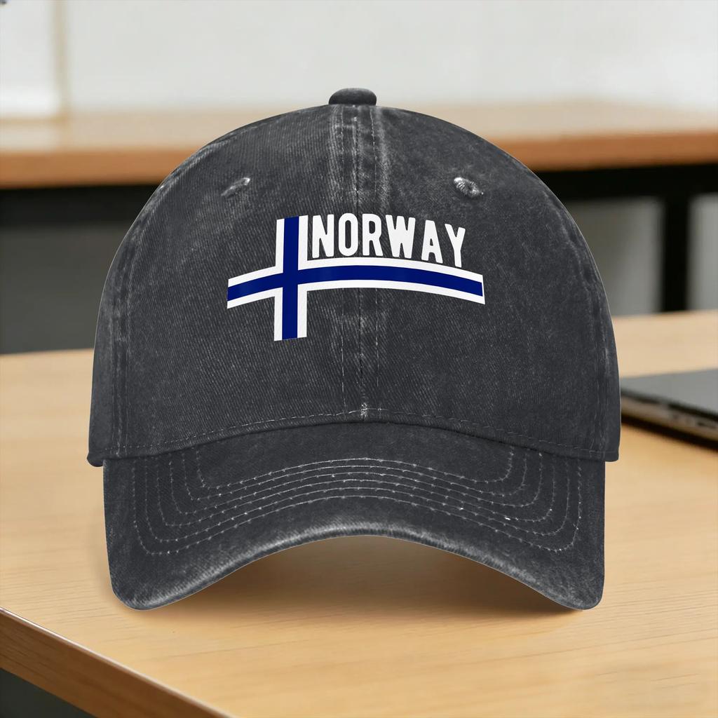 NORWAY Flag Sun Baseball Cap  Fashion Unisex Unisex Washed Trucker Hat Dropshipping Design Hunting Camping Baseball Caps Gift