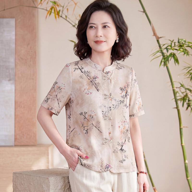 New Chinese Style Floral Short Sleeve Top