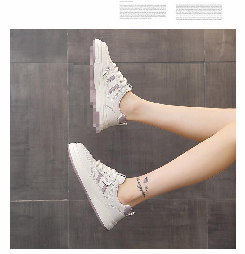 Damskie uniwersalne płaskie białe skórzane sneakersy na jesień 2025 - Casualowy styl sportowy