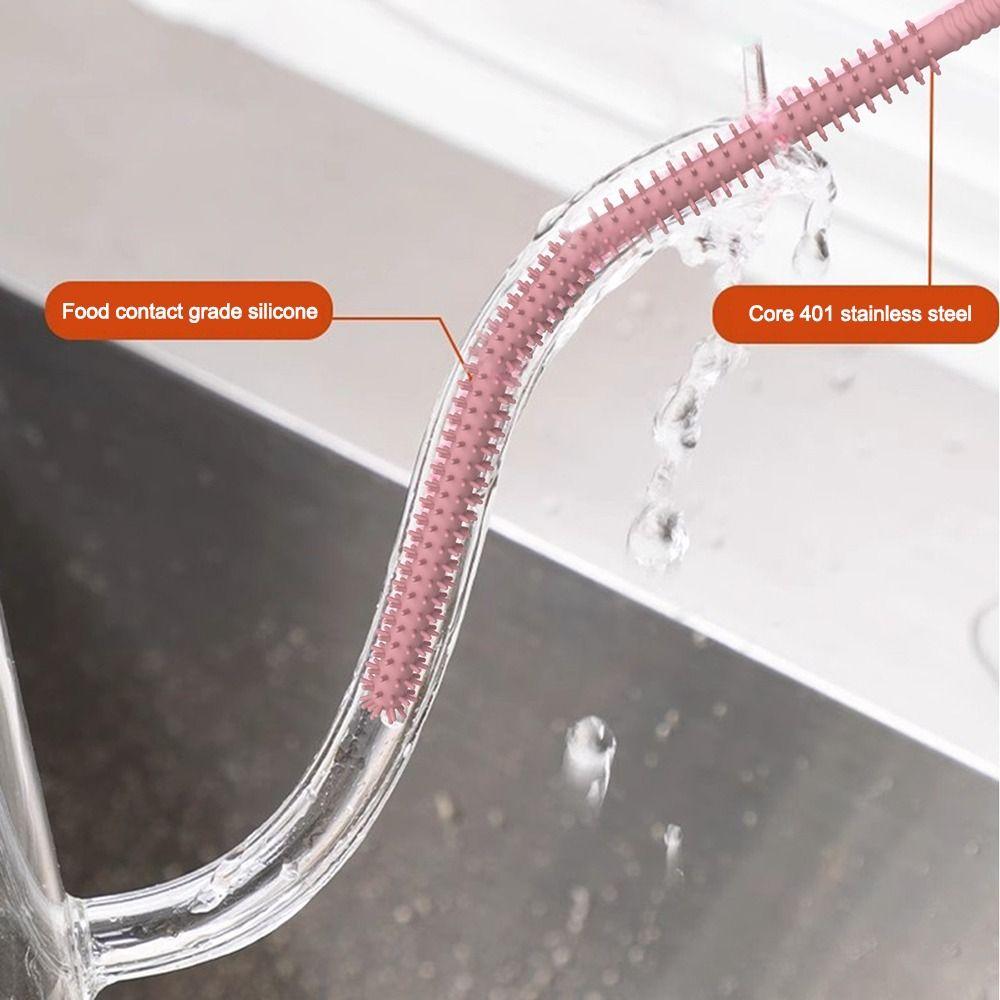 Multifunctional Silicone Straw Brush Soft Hair High Temperature Bottle Straw Brush Cleaning Tools Cleaning Brushes