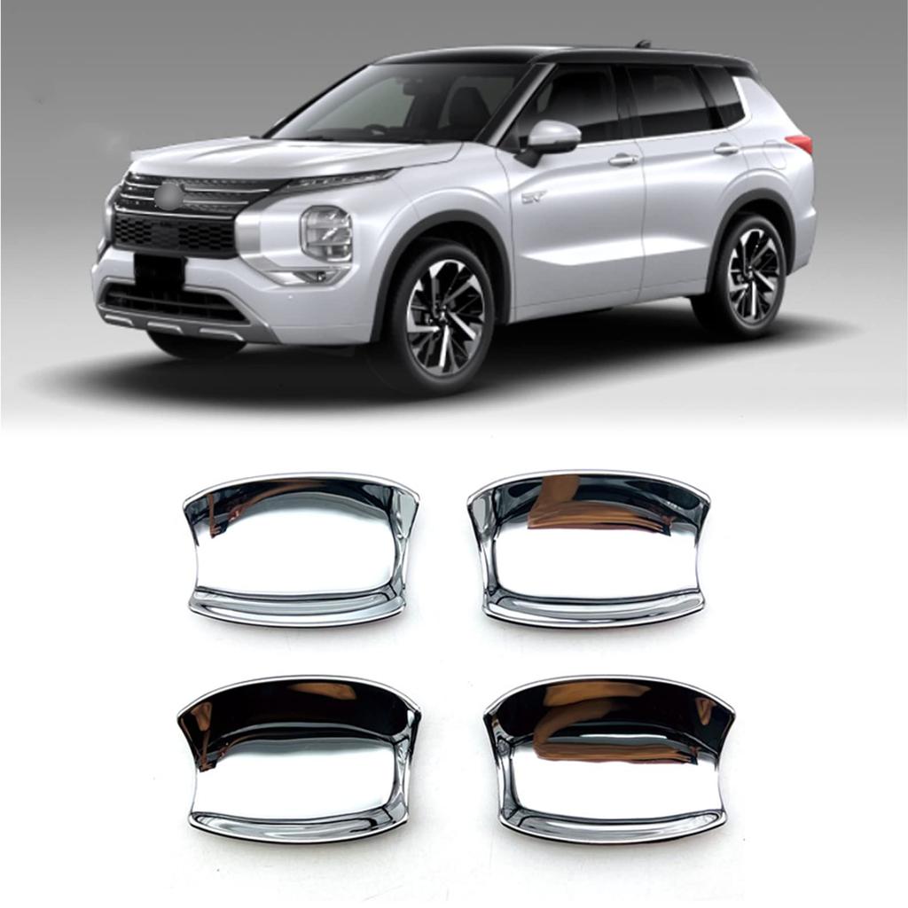 COBATANG Door Handle Door Bowl Garnish Carbon Fiber Exterior Chrome Plated for Mitsubishi Outlander PHEV GN0W Covers, Protectors, Parts,