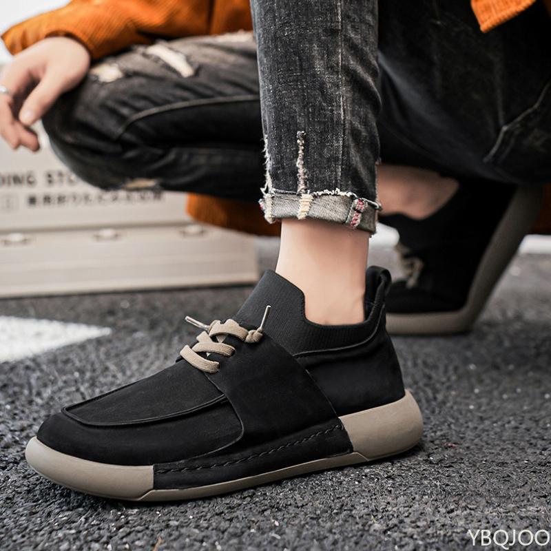 Spring and Autumn Fashion Outdoor Leisure Anti Slip Work Men's Shoes Black Flat Bottom One Foot Sports Men's Single Shoes