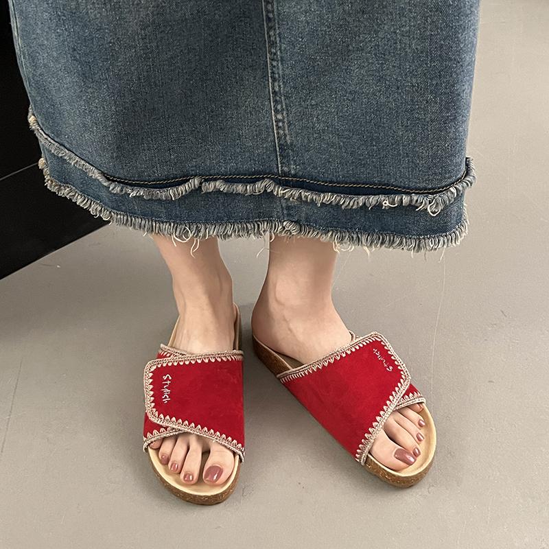 

Fashion Ladies Shoes 2025 Hot Sale Basic Women s Slippers Fashion Outdoor Daily Summer Open Toe Concise Light Best Seller Flat Slippers 35 красный