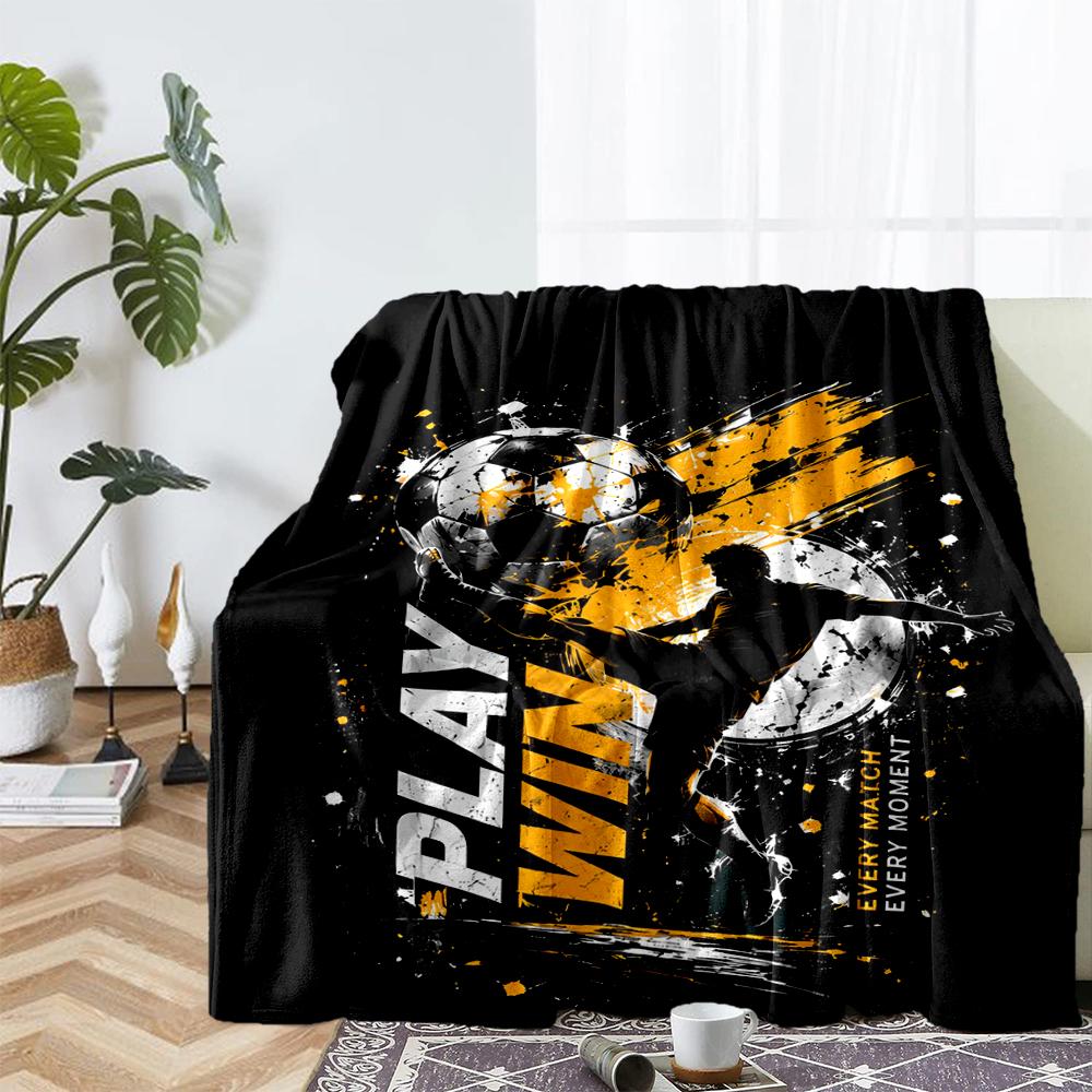 Soccer Theme Printed Blanket - Perfect for Couch, Bed, Travel & Outdoor Use | Machine Washable, Cozy & Durable.