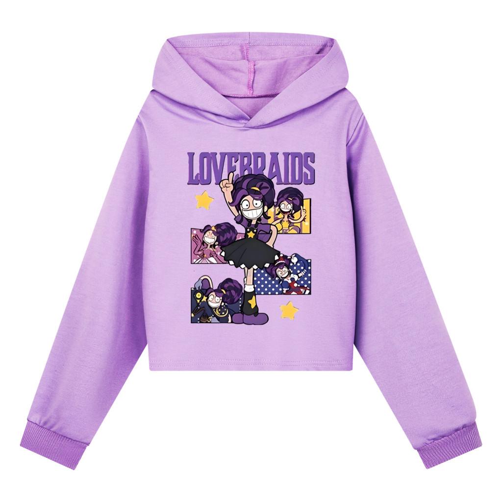 5601 Детские Девочки Лилия Любовные Косы С Принтом Мультяшные Худи С Длинным Рукавом 110cm фиолетовый