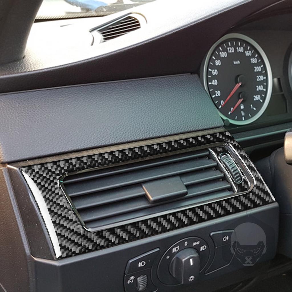 7 Pcs Carbon Fiber Air Outlet Instrument Right Side Panel Cover  Suits Car Interior Decoration Sticker For BMW5 Series E60 04-07