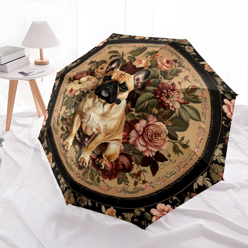 Dog pattern, automatic folding umbrella, portable and foldable design, 8 ribs, a Christmas or birthday gift.