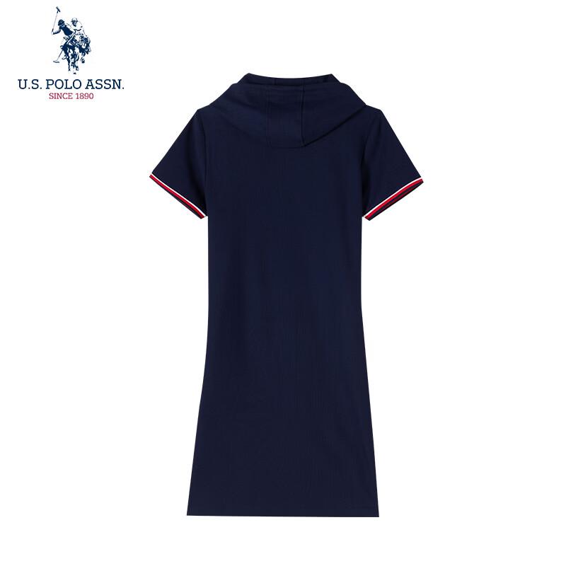 U.S. Polo Assn. Damen Maxikleid mit Kapuze und Polokragen