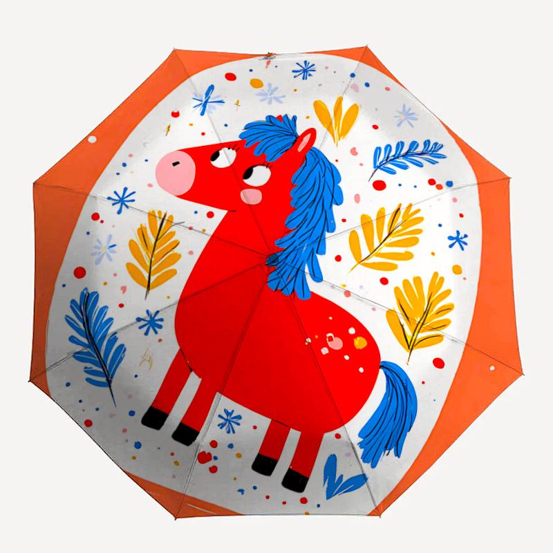 

1pc Horse Illustration Umbrella That Opens Closes Automatically Perfect Gift with a Convenient Folding Mechanism 74