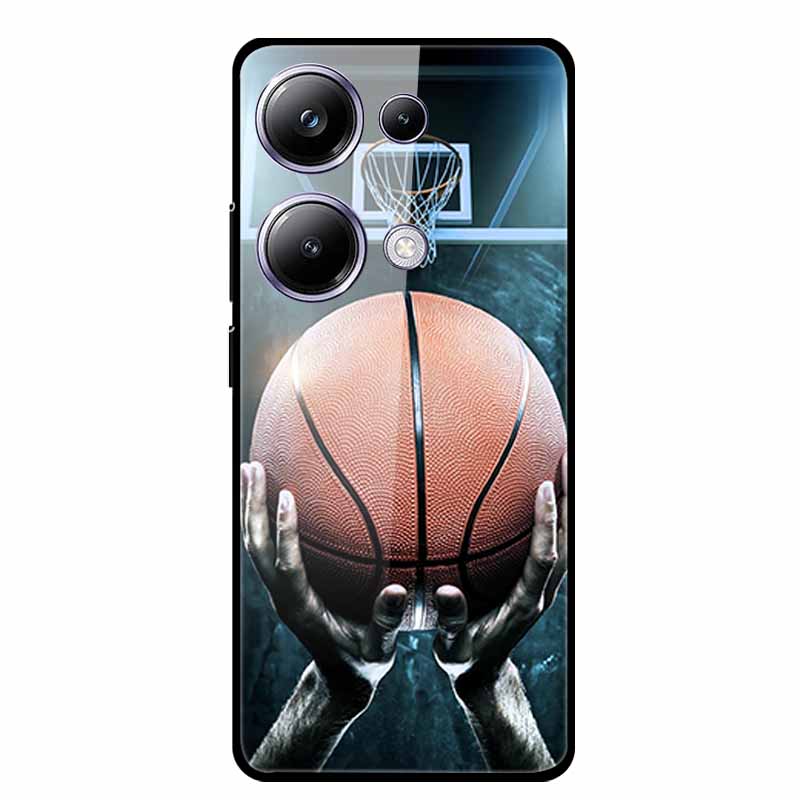 Glass Back Cover For Poco M6 Pro 4G Case M 6 M6Pro Hard Tempered Glass Case For Xiaomi Redmi Note 13 Pro Phone Case Soft Bumper