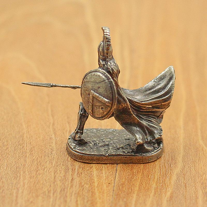 Ancient White Brass Spartan Rome Knight Figurines Miniatures Vintage Soldiers Model Statue Desktop Ornament Gift