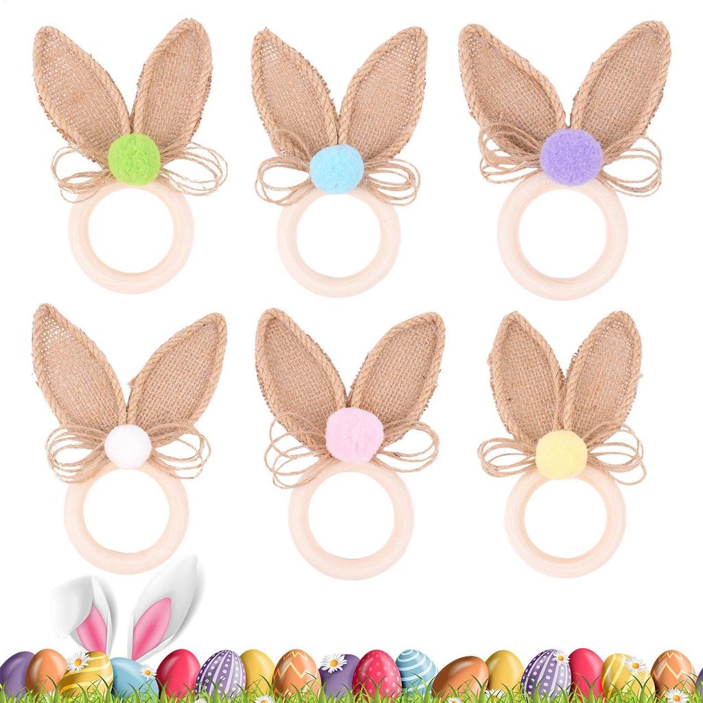 Easter Bunny Napkin Rings 6Pcs Rabbit Pattern Napkin Holders Golden Festivel Table Decor For Birthday Easter Celebrations Decor