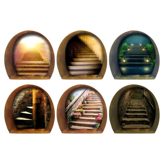 

6 шт. 3D наклейки на лестницу с эффектом дыры, реалистичные наклейки на стену с лестницей, настенное искусство