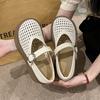 Hollow Woven Through Net Loafers Women's 2025 Spring and Summer New Mary Jane One-word Buckle with Shallow Mouth Thick Sole Women's Single