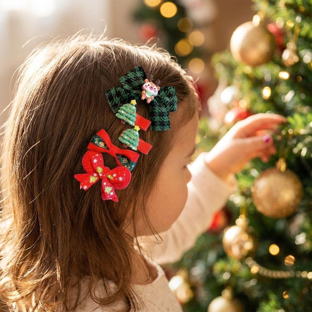 Bow Christmas Hairpin Resin Xmas Barrettes Exquisite Christmas Hair Clip Set Christmas Gifts