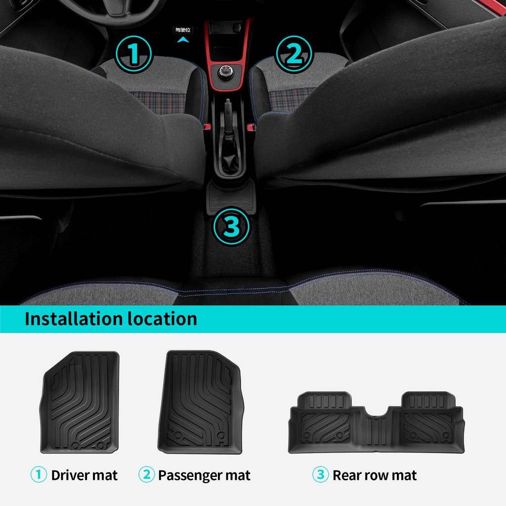 for Dacia Spring EV 2021-2023 Renault City K-ZE Renault Kwid E-Tech Electric TPE 3D Car Floor Mats Trunk Pad