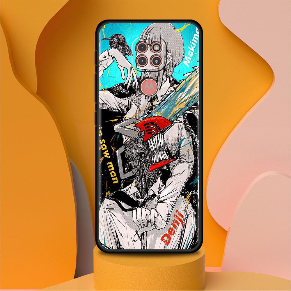 Black Luxury Case For Motorola G30 G60 G50 G22 G200 G9 G8 Play Power One Fusion Plus Edge 20 Fundas Cover Anime Chainsaw Man