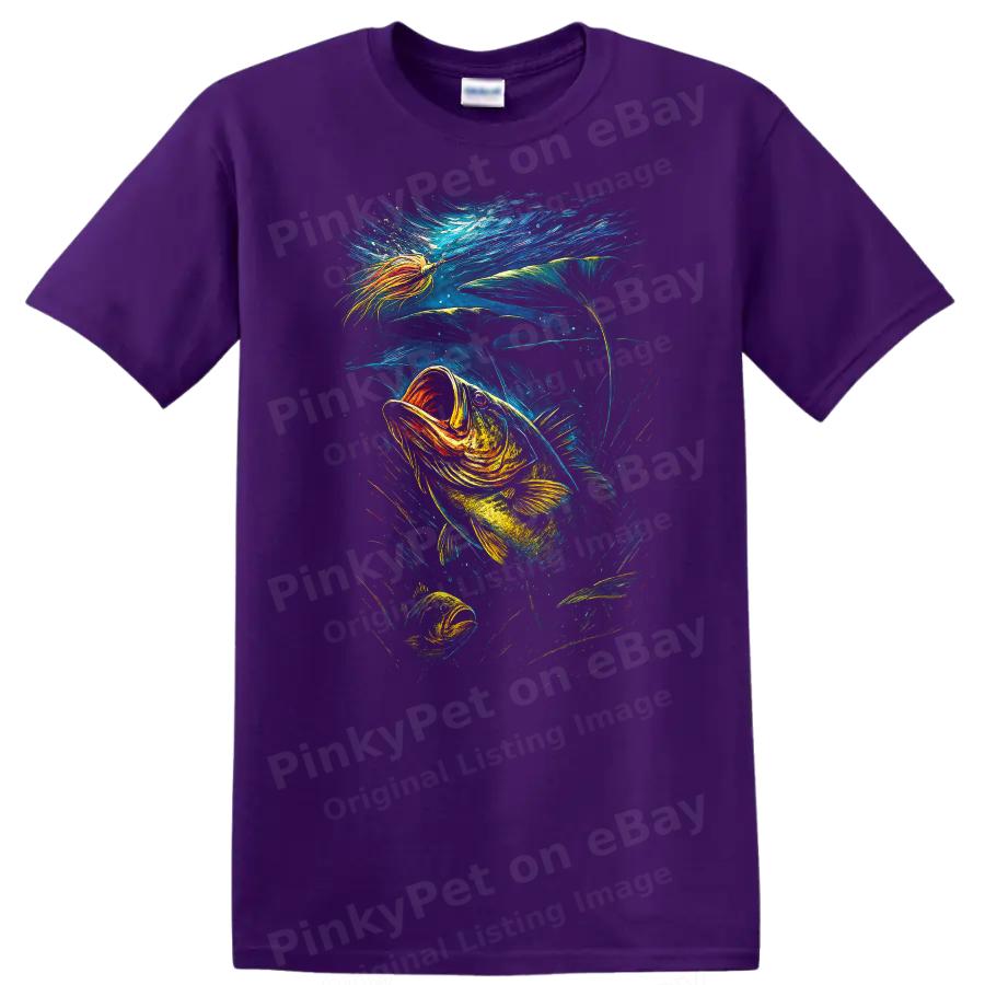 Fish Jumping T Shirt Bass Fishing Art Nature Lover Gift Cool Tee