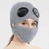 3 In 1 Knitted Goggles Beanie Thicken Winter Hat Korean Style Warm Balaclava All In 1 Protection Super Soft Fleece Lining