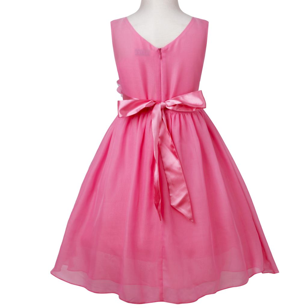 Dětské velké dívčí asymetrické volánky Květinové dívčí šaty Venkovní svatební šifonové šaty pro družičku