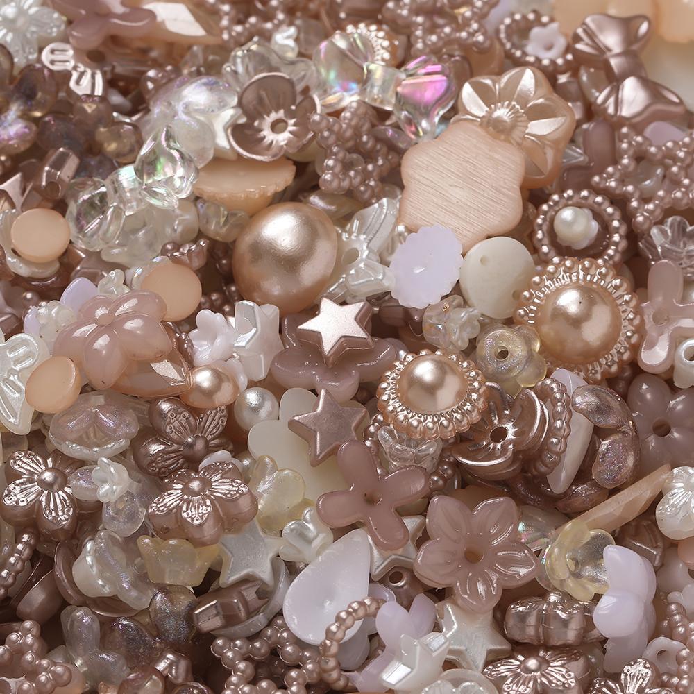 20g Acrylic Mixed Beads Colored Flower Star Shaped Spacer Loose Beads for DIY Jewelry Making Necklace Phone Chain Supplies