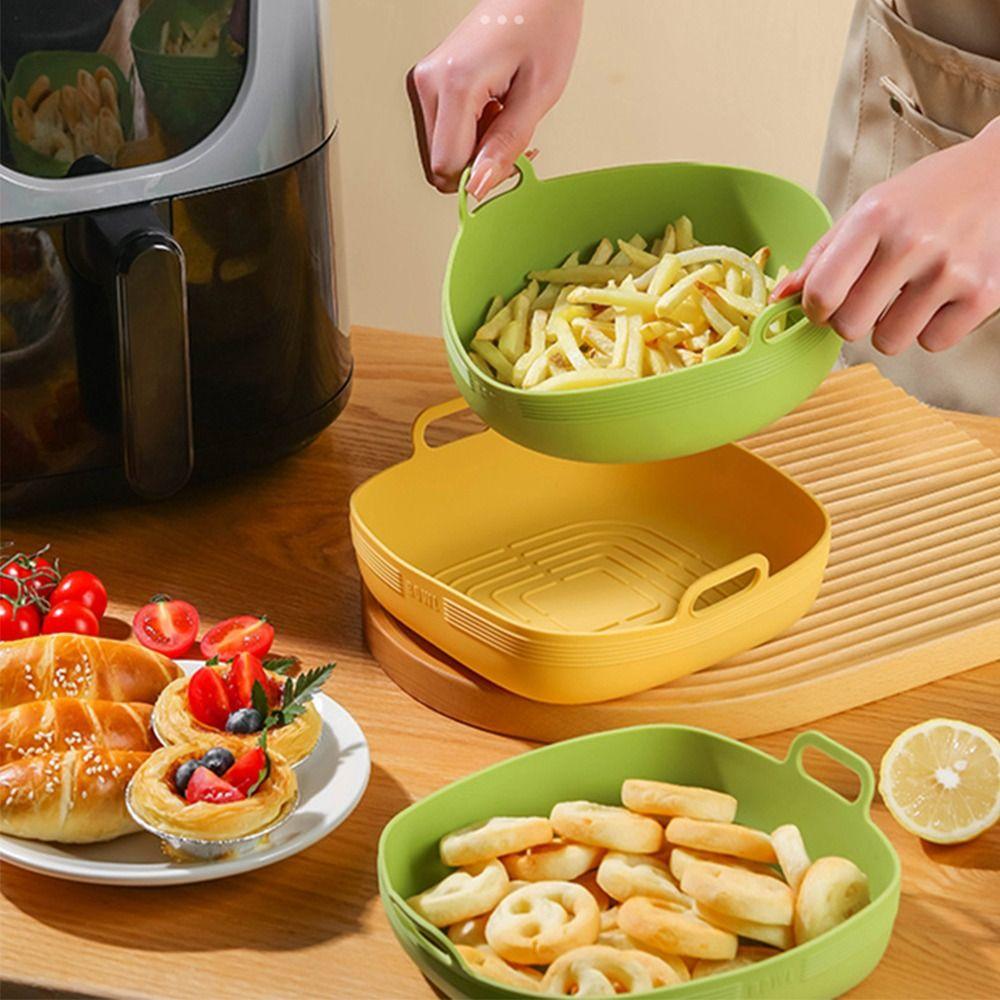 Square Round Non Stick Air Fryer Bowl Fruit Salad Bowl Oven Accessories Microwave Oven Baking Plate