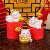 Cute Mini Maneki Neko Spring Ornaments, Resin Desktop Decorative Ornaments and Car Ornaments