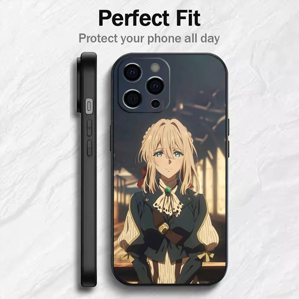 V-Violet Love Аниме V-E Чехол для телефона для iPhone17,16,15,14,13,12 Plus,Max Мягкий силиконовый черный чехол iPhone12PROMAX