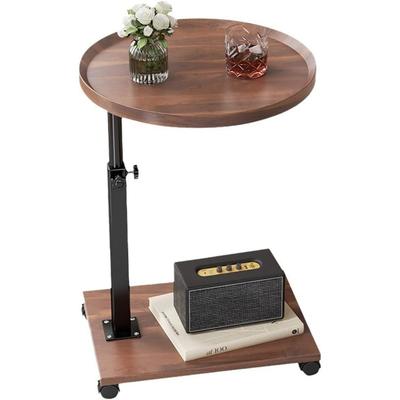 Mesa Lateral en Forma de C Ajustable, Mesa Auxiliar tipo C con Ruedas para Sofá, Mesa de Sofá Giratoria 360° para Sala de Estar, Dormitorio, Estudio y Espacios Pequeños