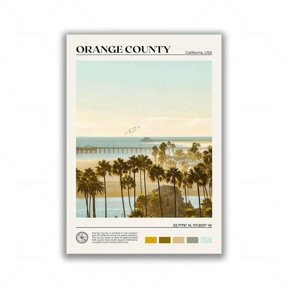 Modern Vintage Wall Art – Travel Scenery of Los Angeles and San Francisco HD Canvas Print Poster for Home and Living Room Decor