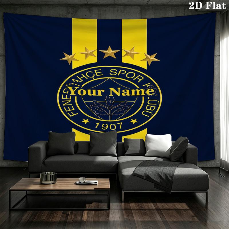 Fenerbahe Sports Club Custom Name Wall Tapestry Aesthetic Wall Hanging Printed Fabric Blanket Decorative Tapestries for Bedroom Living Room Home Decor