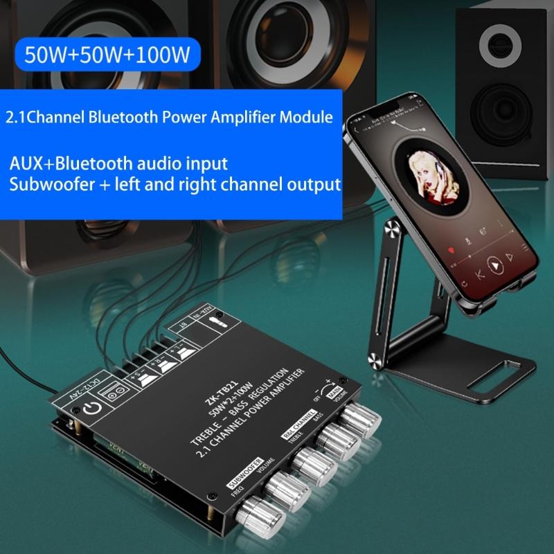 ZK-TB21 2.1-Channel Bluetooth-compatible 5.0 Audio Amplifier Board Module 50Wx2+100W AMP