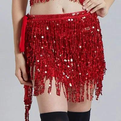 Pretty New Fringed Waist Chain Belly Dance Waist Chain Indian Bohemian Lace-up Waist Scarf Sequined Fringed Skirt New Sequined