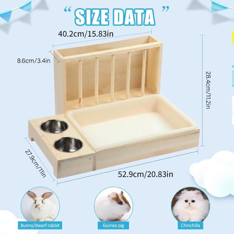 Kaninchenställe mit herausnehmbarer Schublade Langlebige Holz-Kleintierfutterspender für Chinchillas Hamster