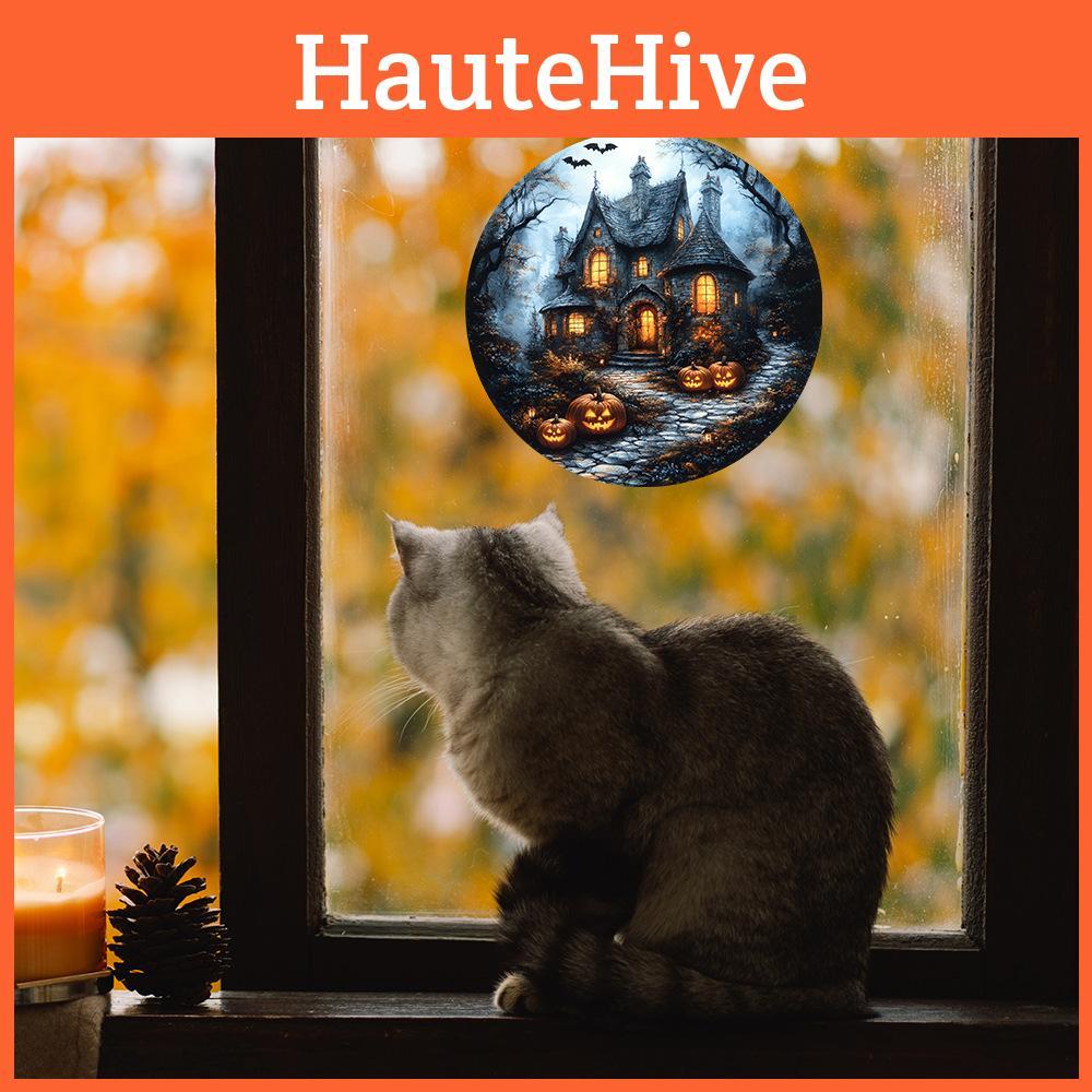 Castle Pumpkin Halloween Bat Uv Static Adhesive Free Home Decoration Stickers