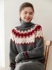 Women's High Neck Fair Isle Cashmere Sweater - Color Block Loose Knitwear for Autumn/Winter