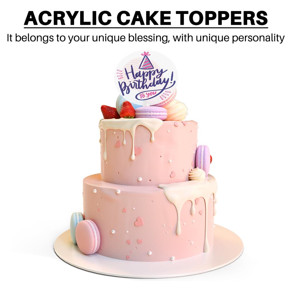 A84E-Round Acrylic Cake Toppers Clear Blank Circle DIY Cake Topper Blanks For Custom Wedding And Birthday Party Cake Decor